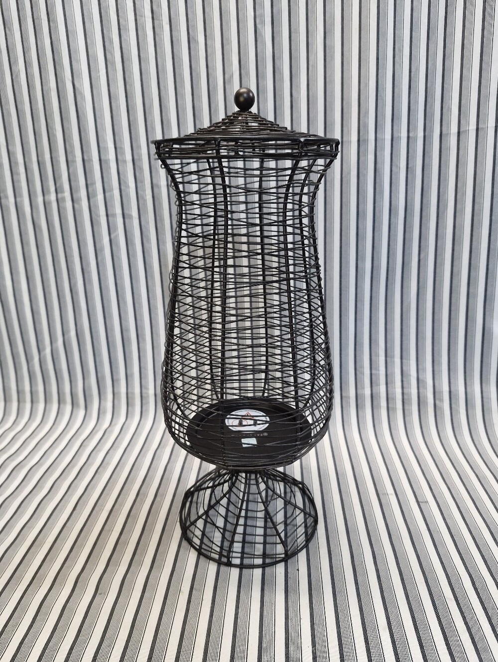 PartyLite Large Spun Wire Hurricane Candle Holder 18" Metal w/ Lid